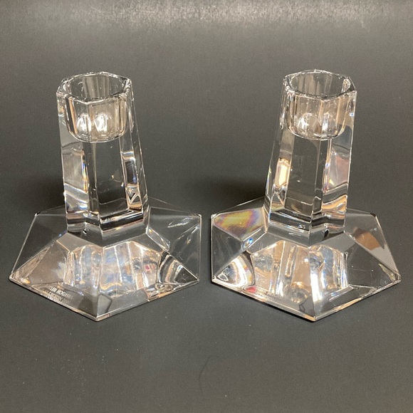 Miller Rogaska Frank Lloyd Wright Collection Hexagon Crystal Candle Holders - Picture 1 of 10